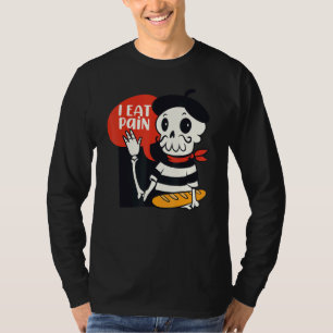 Ik eet pijn Frans Skelet Brood taal Pun Mem T-shirt