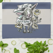 Ik eet Sorrow: Happy Goat and Daisies (strepen) Theedoek (Gevouwen)