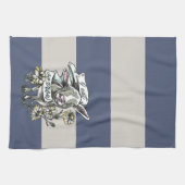 Ik eet Sorrow: Happy Goat and Daisies (strepen) Theedoek (Horizontaal)