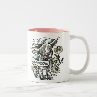 Ik eet Sorrow: Happy Goat en Daisies Tweekleurige Koffiemok