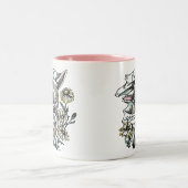 Ik eet Sorrow: Happy Goat en Daisies Tweekleurige Koffiemok (Center)