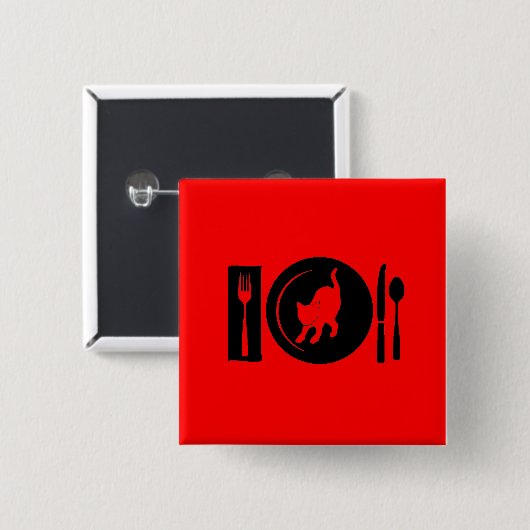 Ik eet ... vierkante button 5,1 cm (Voorkant /achterkant)