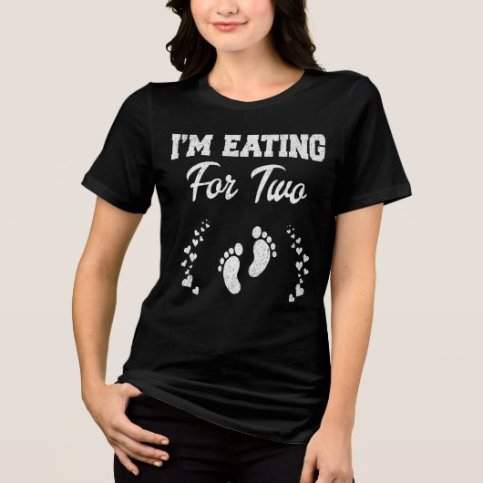 Ik eet voor twee, grappige Moederdag Tri-Blend Shirt (Voorkant)