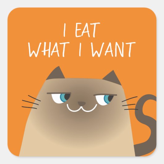 Ik Eet Wat Ik Wil Kat Sticker Grappige Siamese (Voorkant)