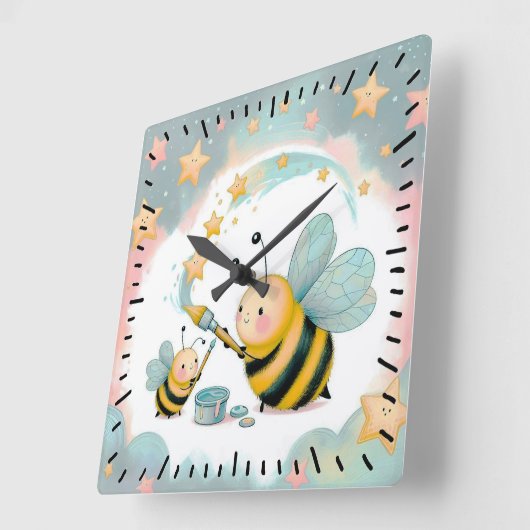 Ik en baby Bee Vierkante Klok (Hoek)