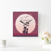 Ik en jij altijd Romantische katten in de liefdesk Vierkante Klok (Huis)