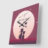 Ik en jij altijd Romantische katten in de liefdesk Vierkante Klok (Hoek)