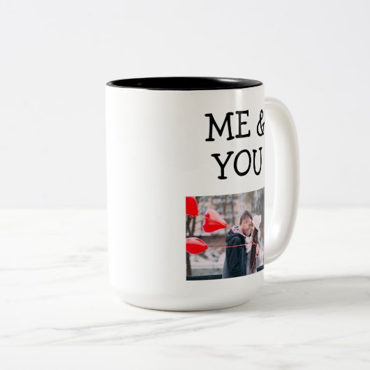 Ik en jij koken een paar foto tweekleurige koffiemok (Voorkant rechts)