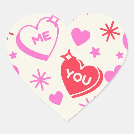 Ik en jij romantische harten Sticker (Voorkant)