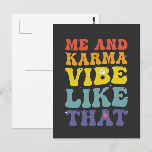Ik en Karma vibe zoals die Grappige Groovy  Briefkaart (Voorkant / Achterkant)