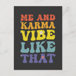 Ik en karma vibren als die grappige groovy vintage briefkaart