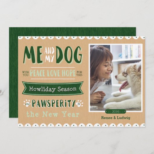 Ik en mijn hond 5x7 kerst Kaart (Voorkant / Achterkant)