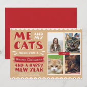 Ik en mijn katten Kerstmis, 5x7 Fotokaart (4 Afbee Feestdagenkaart (Voorkant / Achterkant)
