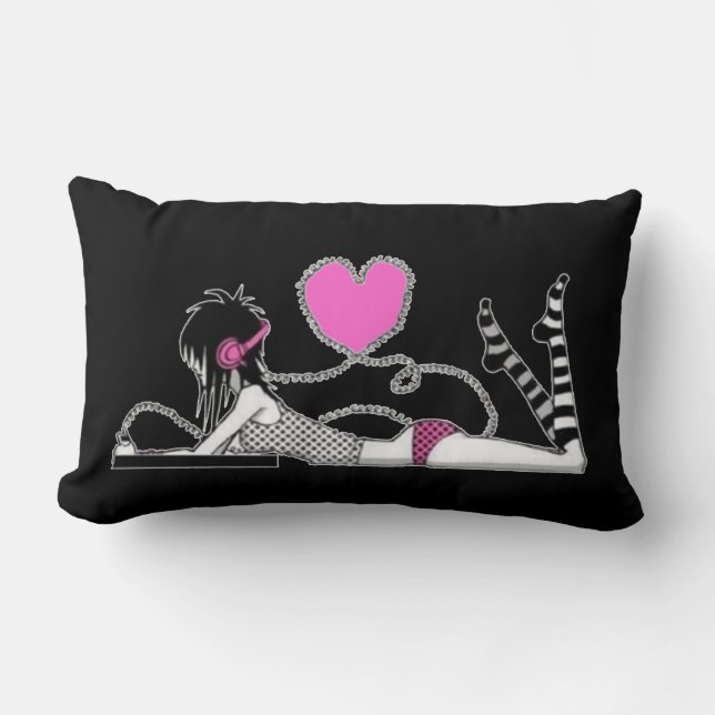 Ik en mijn Muziek Black en White Pillow Kussen (Voorkant)