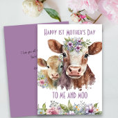 Ik en Moo Schattige Koe en Kalf Moederdag Feestdagenkaart