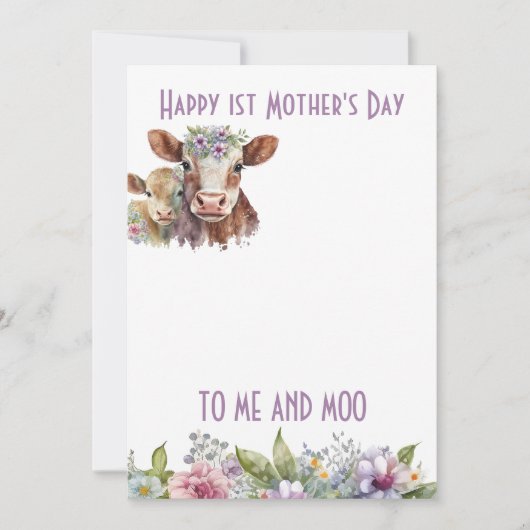 Ik en Moo Schattige Koe en Kalf Moederdag Feestdagenkaart (Voorkant)