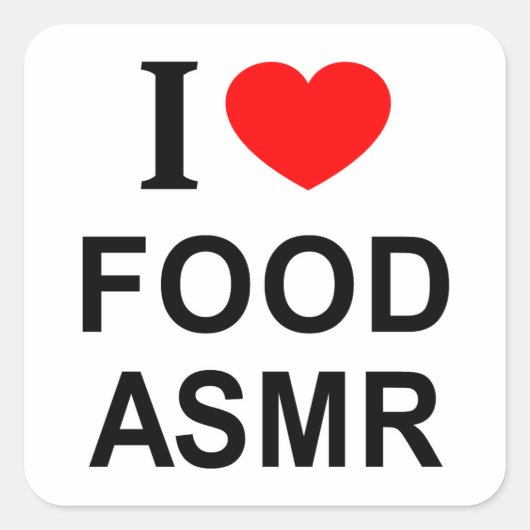 IK ❤️ ETEN ASMR IK HOU VAN ETEN ASMR IK HART ETEN  VIERKANTE STICKER (Voorkant)