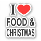 IK ❤️ ETEN & KERSTMIS IK HOU VAN ETEN & KERSTVINYL STICKER (Voorkant)