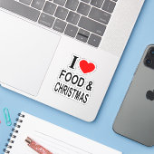 IK ❤️ ETEN & KERSTMIS IK HOU VAN ETEN & KERSTVINYL STICKER (Laptop met iPhone)