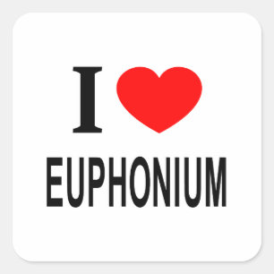 Ik ❤️ EUPHONIUM Ik hou van EUPHONIUM Ik ben dol op Vierkante Sticker