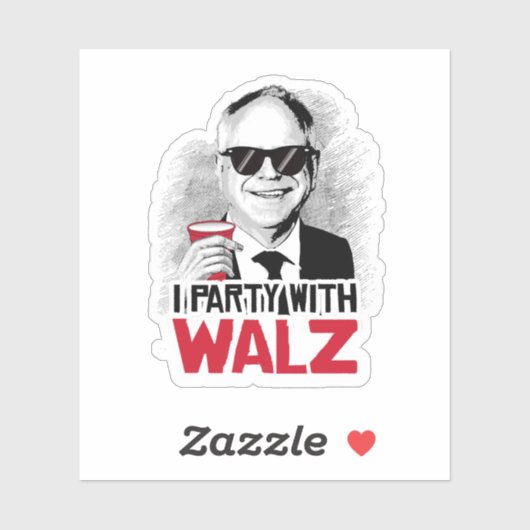 Ik feest met Tim Walz Sticker (Vel)