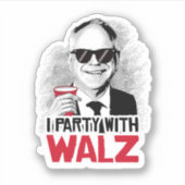 Ik feest met Tim Walz Sticker (Voorkant)
