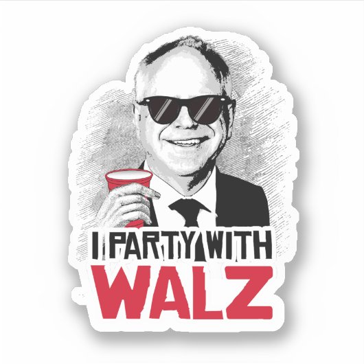Ik feest met Tim Walz Sticker (Voorkant)