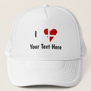 Ik (Funky Hartvormige Deense Vlag) Uw Tekst Trucker Pet