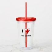 Ik (Funky Hartvormige Engelse Vlag) Uw Tekst Acryl Drinkbeker (Voorkant)