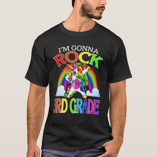Ik ga 3rd Grade Unicorn Rainbow terug naar S T-shirt (Voorkant)