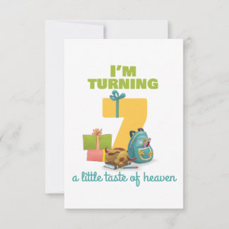 Ik ga 7 Happy Birthday-kaart draaien voor kinderen RSVP Kaartje