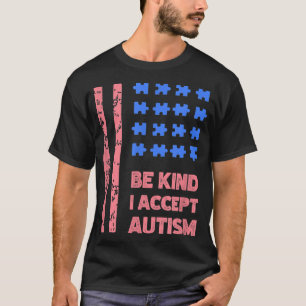 Ik ga akkoord met autisme American Flag Awareness T-shirt