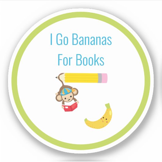 Ik ga Bananen voor Boeken Leesaap Sticker (Voorkant)