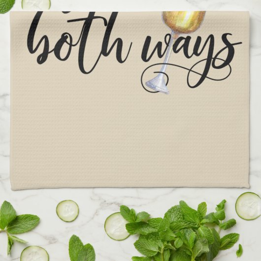 Ik ga beide kanten op grappige wijn rood wit minna theedoek (Gevouwen)