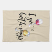 Ik ga beide kanten op grappige wijn rood wit minna theedoek (Horizontaal)