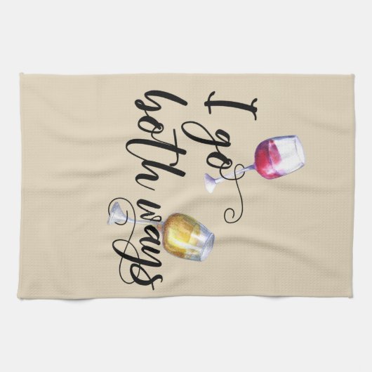 Ik ga beide kanten op grappige wijn rood wit minna theedoek (Horizontaal)