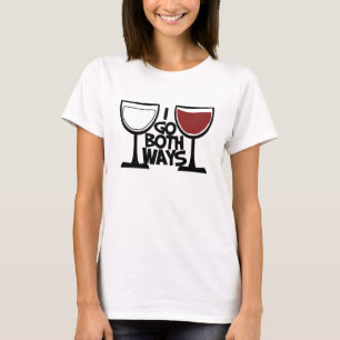Ik ga beide kanten op met humor van een wijndrinke t-shirt
