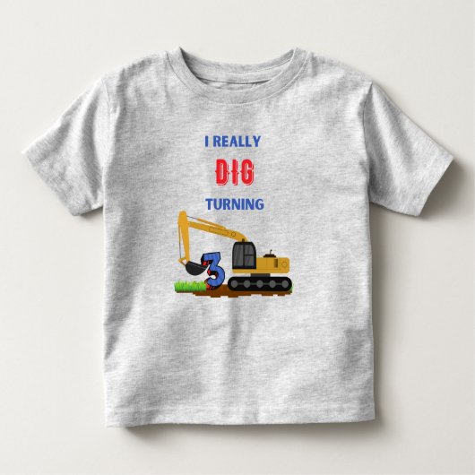 Ik ga echt drie graafmachines draaien op 3de verja kinder shirts (Voorkant)
