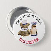 Ik ga een grote zuster-aankondiging worden ronde button 7,6 cm (Voorkant /achterkant)