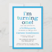 Ik ga er eentje draaien! Blauwe moderne eerste ver Kaart (Voorkant)