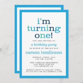 Ik ga er eentje draaien! Blauwe moderne eerste ver Kaart