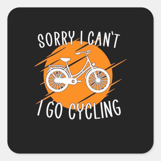 Ik ga fietsen vierkante sticker (Voorkant)