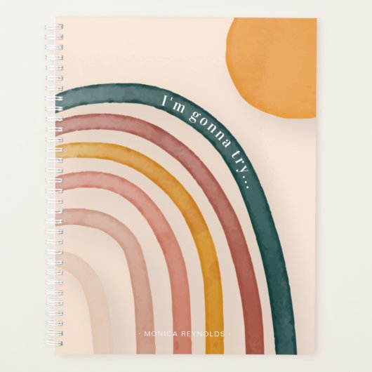 Ik ga het proberen | Funny Rainbow Monogram Planner (Voorkant)