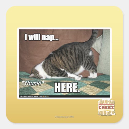 Ik ga hier slapen vierkante sticker (Voorkant)