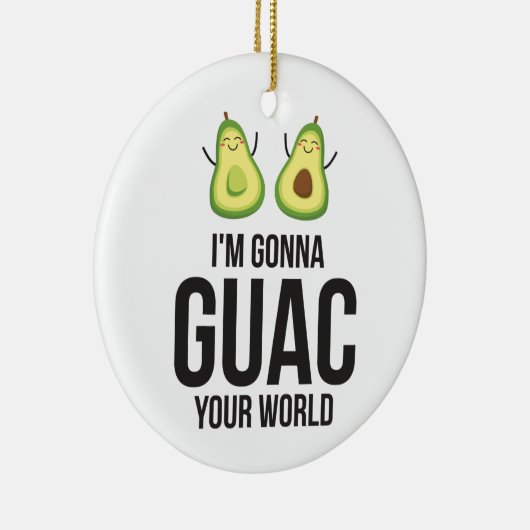Ik ga je wereld schelen, Guacamole Avocado Keramisch Ornament (Rechts)
