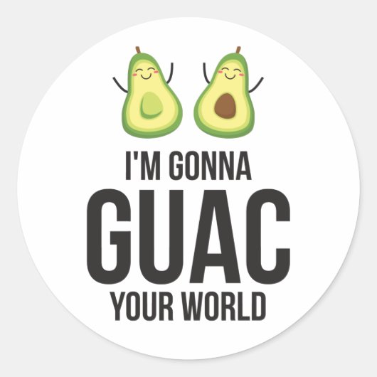 Ik ga je wereld schelen, Guacamole Avocado Ronde Sticker (Voorkant)