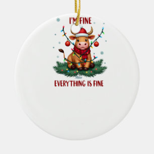 Ik Ga Leuk Alles Is Leuk Kerstmis Highland Koe Keramisch Ornament