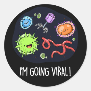Ik ga met het virale Funny Virus Pun Dark BG Ronde Sticker