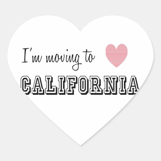Ik ga naar Californië Hart Sticker (Voorkant)