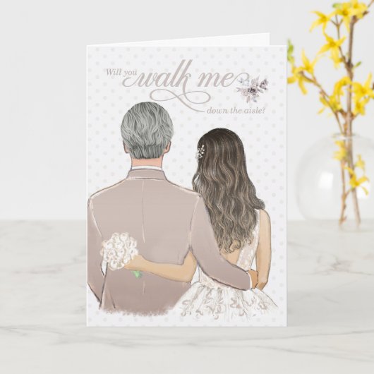 Ik ga naar de Aisle Wedding Vader en Bride Kaart (Gele Bloem)